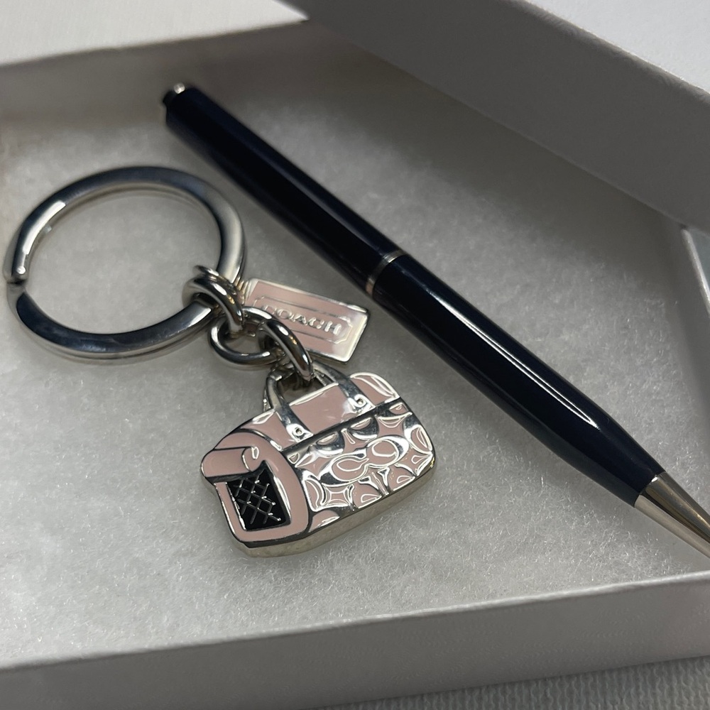 Coach Pink and Silver Bag Charm Keychain and a Coach Pen - Picture 6 of 6